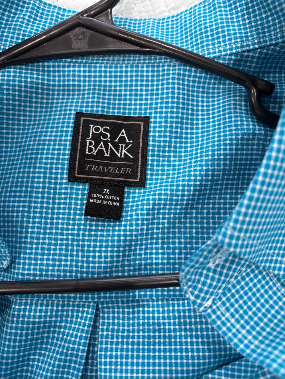 Jos. A. Bank Traveler Men's Blue Check Button-Up Shirt